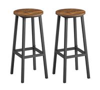 VASAGLE Taburete de Bar, Juego de 2, Sillas de Bar, Sillas de Cocina con Marco de Metal, Altura 74 cm, con Reposapiés, para Cocina, Salón, Comedor, Marrón Rústico y Negro LBC132K01