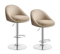 VASAGLE Taburete de Bar, Juego de 2, Taburete de Barra, Regulable en Altura, Giratorio 360°, Silla de Cocina, con Respaldo, Base, Reposapiés, Acero, para Mostrador, Comedor, Marrón Camello LJB110K01