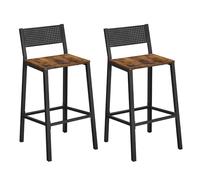 VASAGLE Taburete de Bar, Juego de 2, Taburetes Altos de Cocina | Estilo Moderno Básico, para Cocina, Comedor, Oficina, Marrón Rústico y Negro Mate, Colección BARNET LBC070B01