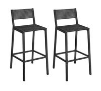 VASAGLE Taburete de Bar, Juego de 2, Taburetes Altos de Cocina | Estilo Moderno Básico, para Cocina, Comedor, Oficina, Negro Ébano y Negro Mate, Colección BARNET LBC070B22
