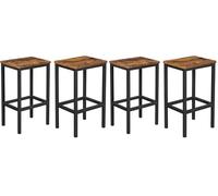 VASAGLE Taburete de Bar, Taburete Alto, Juego de 2, Industrial, para Cocina, Comedor, Sala de Estar, Marrón Rústico y Negro LBC65X (Paquete de 2)