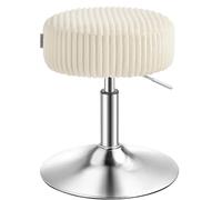 VASAGLE Taburete de maquillaje, ajustable en altura, giratorio de 360 grados, de pana, cojín grueso, taburete de tocador, para dormitorio, cocina, comedor, color blanco crema LJB128WD01