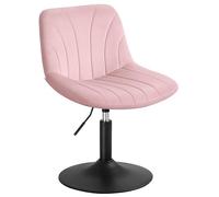 VASAGLE Taburete Tocador, con Respaldo, Silla de Tocador de Altura Regulable, Giro de 360°, para Dormitorio, Comedor, Terciopelo, Rosa Jalea LJB160SA01