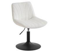 VASAGLE Taburete Tocador, con Respaldo, Silla de Tocador de Altura Regulable, Giro de 360°, para Dormitorio, Comedor, Tela de Felpa, Blanco Crema LJB160WD01