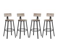 VASAGLE Taburetes Altos de Cocina, Juego de 4, 54 x 54 x 99 cm | Sillas Altas para Barra, con Respaldo, Estilo Moderno Básico, Greige Mélange y negro mate, Colección BARNET LBC226B02