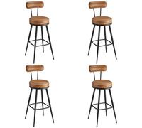 VASAGLE Taburetes de Bar Giratorias 360°, Juego de 4, Altura 101 cm | Sillas de Barra, Cuero Sintético con Costuras, Moderno Siglo Medio, Altura 101 cm, Marrón Caramelo, Colección EKHO