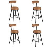 VASAGLE Taburetes de Bar Giratorias 360°, Juego de 4, Altura 91 cm | Sillas de Barra, Cuero Sintético con Costuras, Moderno Siglo Medio, Altura 91 cm, Marrón Caramelo, Colección EKHO
