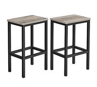 VASAGLE Taburetes de bar, juego de 2 sillas de bar, taburetes de bar de cocina con reposapiés, industrial en salón, sala de fiestas, Greige y negro ULBC065B02