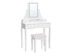 VASAGLE Tocador con taburete de 40 x 80 x 137,5 cm de color blanco