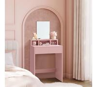VASAGLE Tocador, Mesa de Maquillaje con Espejo, 2 Cajones | Espejo Grande, 3 Compartimentos, Moderno, Rosa Jalea, KAILYN Colección RDT103R01