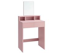 VASAGLE Tocador, Mesa de Maquillaje con Espejo Grande, Gabinete con 2 Cajones y 3 Compartimentos, Estilo Moderno, Rosa Jalea RDT103R01