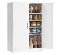 VASAGLE Zapatero Armario con Puertas, 5 Estantes | Mueble Zapatero Moderno, con Estantes Ajustables, Estrecho, 2 Puertas, Blanco Nube, Colección CUSTOS HSC501WB01