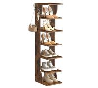 VASAGLE Zapatero, Zapatero de Entrada 7 Niveles, Estante de Zapatos Estrecho, para Pasillo, Esquina, Vestidor, Marrón Rústico LBS200KD01