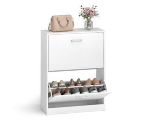 VASAGLE Zapatero Entrada Recibidor, 2 Puertas Abatibles, para 10-12 Pares | Organizador de Zapatos, Separadores Ajustables, para Entrada, 60 x 24 x 83,5 cm, Blanco Nube, Colección CUSTOS LBC02WT