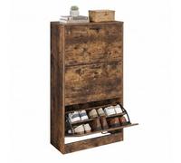 VASAGLE Zapatero Entrada Recibidor, 3 Puertas Abatibles, para 10-12 Pares | Organizador de Zapatos, Separadores Ajustables, para Entrada, 24 x 60 x 120 cm, Marrón Rústico, Colección CUSTOS LBC030X01