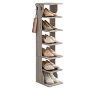 VASAGLE Zapatero, Zapatero de Entrada 7 Niveles, Estante de Zapatos Estrecho, para Pasillo, Esquina, Vestidor, Greige Claro LBS200L01