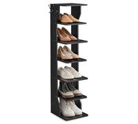 VASAGLE Zapatero, Zapatero de Entrada 7 Niveles, Estante de Zapatos Estrecho, para Pasillo, Esquina, Vestidor, Negro LBS200T16