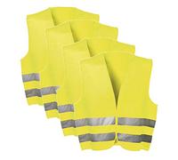 VASALAT Chaleco Reflectante EN ISO 20471, Clase 2, Color Amarillo, Talla XL, 100% poliéster, 4 Unidades