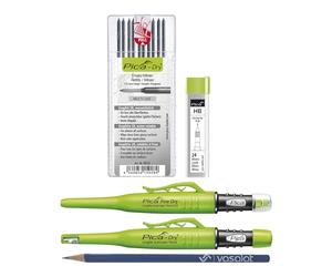 Vasalat Pica Fine Dry 0.9 + Pica Dry + 10 minas de repuesto grafito 2B Multi-uso + 24 minas de repuesto grafito HB