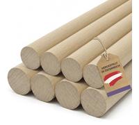 vasalat Varillas de madera lisas para manualidades, 100 cm x 16/18 mm, 8 unidades