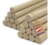vasalat Varillas de madera lisas para manualidades, 100 cm x 8/10 mm, madera de haya natural, contenido, 10 unidades
