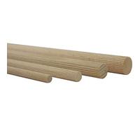 vasalat Varillas de madera lisas para manualidades, 100 cm x 8/10 mm, madera de haya natural, contenido, 20 unidades