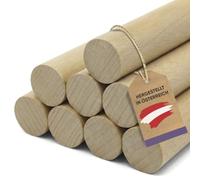 vasalat Varillas de madera para manualidades - Tabla de madera de 100 cm x 16 mm, ideal para proyectos de bricolaje, barra de madera lisa de haya sin pintar, lisa, 8 unidades