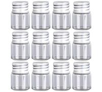 VASANA 12 botellas de vidrio pequeñas vacías transparentes de 5 ml con tapa de rosca de aluminio, pequeños frascos, frascos pequeños, botella de mensaje de muestra, recuerdos de boda, decoración de