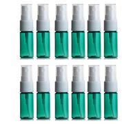 VASANA 12 botellas pequeñas vacías de 10 ml, de plástico verde, pulverizadores de niebla fina para viajes, limpieza, agua, aceites esenciales, perfumes y más, Green, 10 ml