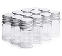 VASANA 12 frascos decorativos de vidrio transparente de 30 ml, con tapa de aluminio para cosméticos, mensaje de muestra, polvos de aceite esencial, deseando almacenamiento