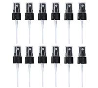 VASANA 12 pulverizadores de niebla fina de 410/20 mm con tapa y tapa de pulverización, bomba de niebla fina, tapas de rosca, para botellas de 10 ml a 100 ml, Black, 100 ml