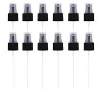 VASANA 12 tapas de plástico negro para botellas de spray 24/410, cabezal de bomba de repuesto reutilizable, tapas pulverizadoras de niebla fina para aceites esenciales, botellas de perfume cosmético