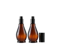 VASANA 2 botes vacíos rellenables de cristal ámbar con bomba de loción de prensa, botes de maquillaje, crema facial, artículos de tocador, tóner, contenedores de viaje, dispensador