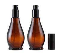 VASANA 2 botes vacíos rellenables de cristal ámbar con bomba de loción de prensa, botes de maquillaje, crema facial, artículos de tocador, tóner, contenedores de viaje