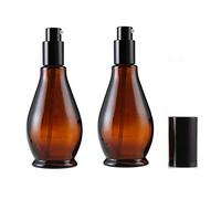 VASANA 2 botes vacíos rellenables de cristal ámbar con bomba de loción de prensa, botes de maquillaje, crema facial, artículos de tocador, tóner, contenedores de viaje, dispensador