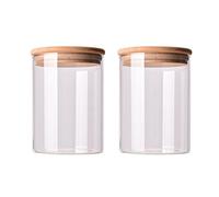 VASANA 2 tarros de almacenamiento de alimentos de vidrio transparente de 250 ml con tapa hermética, recipientes de almacenamiento herméticos, granos de café, hojas sueltas, té y alimentos de cocina