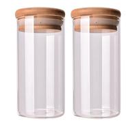 VASANA 2 tarros de almacenamiento de vidrio transparente de 350 ml,11 onzas, granos de café, hojas sueltas para té y cocina