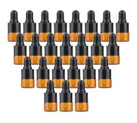 VASANA 24 botellas vacías recargables de vidrio ámbar cuentagotas de 1 ml, botellas de aceite esencial, recipientes de muestra cosmética para aceite esencial cosmético, 24 piezas, 1ml