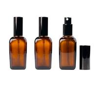 VASANA - 3 botellas de cristal cuadradas de ámbar de 3 onzas con pulverizadores de niebla fina y tapa antipolvo, frascos de viaje vacíos atomizador para aceites esenciales