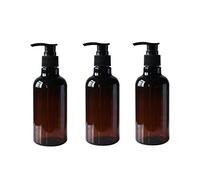 VASANA - 3 botellas de plástico vacías de 250 ml, de color ámbar con bomba de loción negra, dispensador recargable para maquillaje cosmético, ducha, champú, artículos