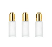 VASANA 3 botellas de vidrio esmerilado vacías de 30 ml, rellenables, para aromaterapia, aceite esencial, con punta de bomba de presión, gotero de ojos, botella cosmética, botella de viaje con
