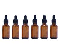VASANA 6 botellas de 30 ml, 1 onza, rellenables, de ámbar, graduadas, con gotero de pipeta de cristal, dispensador de aceite esencial vacío, perfumes, cosméticos y líquidos, frascos