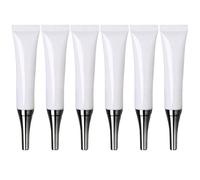 VASANA 6 tubos vacíos de plástico suave de plástico blanco con tapa plateada, dispensador de muestras para bálsamo labial, bálsamo labial, brillante, herramienta de belleza, 6 unidades de 15 ml
