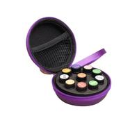 VASANA Bolsa organizadora de aceites esenciales de EVA, redonda, portátil, para viajes, 10 rejillas de 1 a 2 ml, bolsa de almacenamiento (morado), Purple, moda