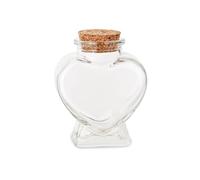 VASANA Botellas de cristal en forma de corazón de 80 ml con tapones de corcho, botellas decorativas para proyectos de manualidades, almacenamiento de objetos pequeños, capacidad: 80 ml, material: