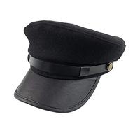 VASANA Sombrero de chófer negro para chófer, gorra militar retro de algodón, sombrero de capitán marinero clásico vintage