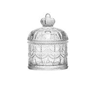 VASANA Tarro de cristal transparente decorativo para caramelos con tapa, recipiente de alimentos vintage en relieve para bodas, fiestas, bufés, decorativo, 200 ml