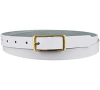 Vascavi - Cinturón de piel auténtica para mujer, hebilla dorada, 2 cm de ancho, cinturón vaquero para mujer, informal, vaquero, estrecho, para negocios, fabricado en Alemania, Blanco, 90 cm