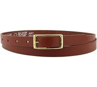 Vascavi - Cinturón de piel auténtica para mujer, hebilla dorada, 2 cm de ancho, cinturón vaquero para mujer, informal, vaquero, estrecho, para negocios, fabricado en Alemania, coñac, 85 cm Gesamtlänge