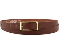 Vascavi - Cinturón de piel auténtica para mujer, hebilla dorada, 2 cm de ancho, cinturón vaquero para mujer, informal, vaquero, estrecho, para negocios, fabricado en Alemania, marrón claro, 95 cm Gesamtlänge 110 cm